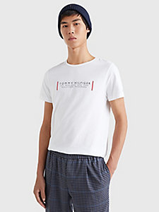white text bar slim t-shirt for men tommy hilfiger