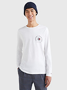 white long sleeve slim fit logo t-shirt for men tommy hilfiger