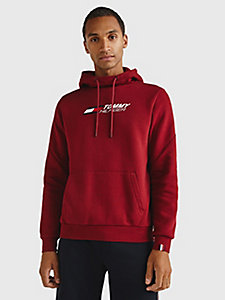 rood th cool essential hoodie van flex fleece voor heren - tommy hilfiger