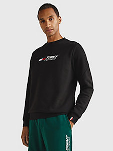 black th cool essential flex fleece sweatshirt for men tommy hilfiger