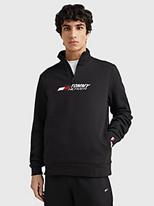 black th cool essential half-zip sweatshirt for men tommy hilfiger
