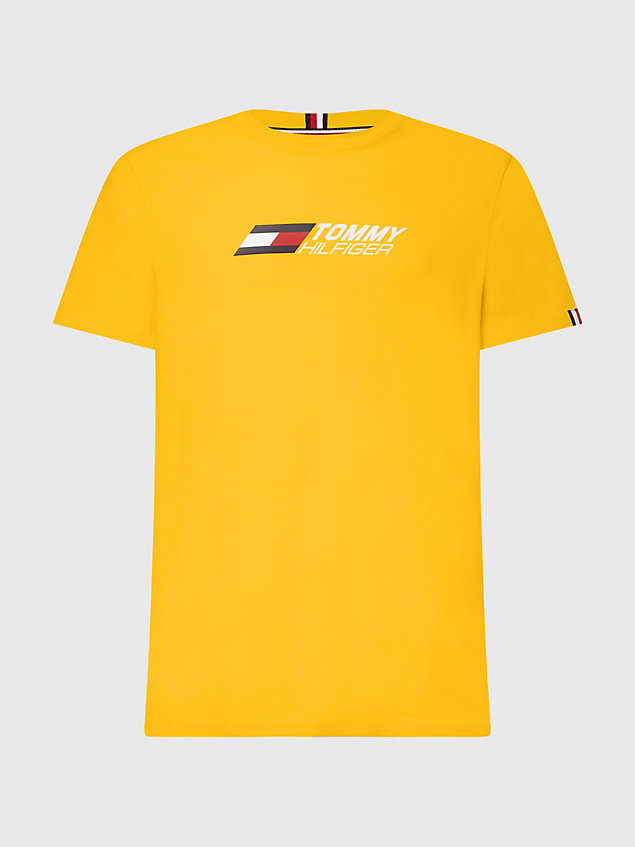 yellow sportowy t-shirt essential z logo dla mężczyźni - tommy hilfiger