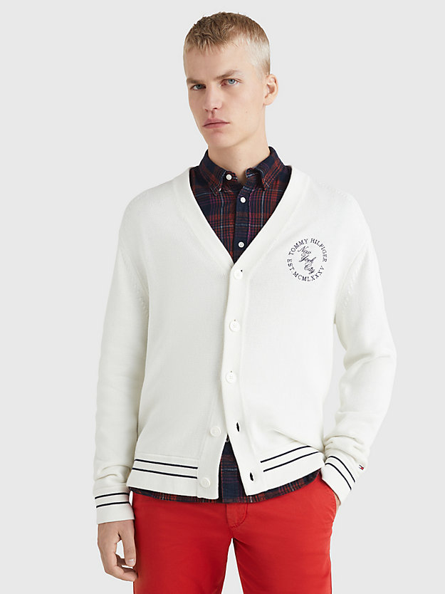 IVORY Tipped Relaxed Fit Cardigan for men TOMMY HILFIGER