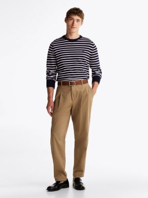 blau rundhalspullover mit kaschmir für herren - tommy hilfiger