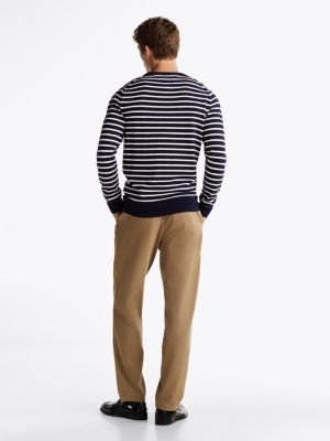 blau rundhalspullover mit kaschmir für herren - tommy hilfiger