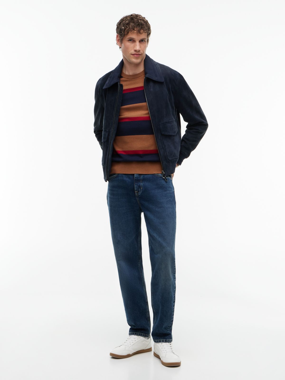 Crew Neck Jumper With Cashmere — Blue