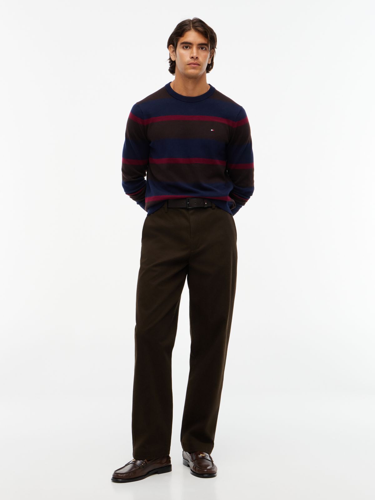 Crew Neck Jumper With Cashmere — Blue