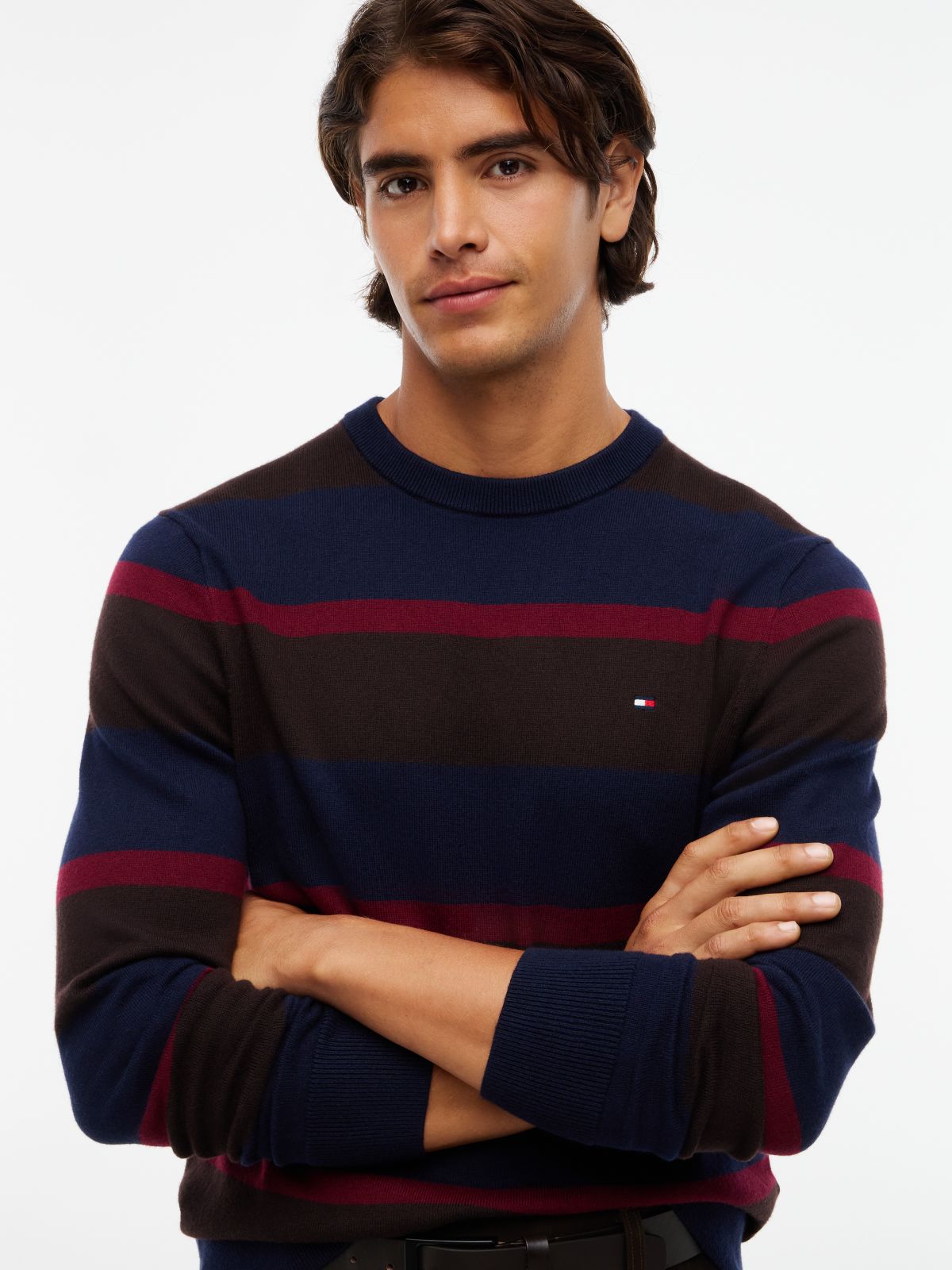 Crew Neck Jumper With Cashmere — Blue