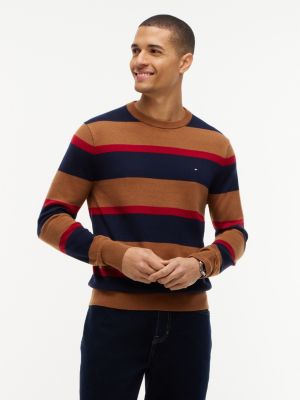 blue crew neck jumper with cashmere for men tommy hilfiger