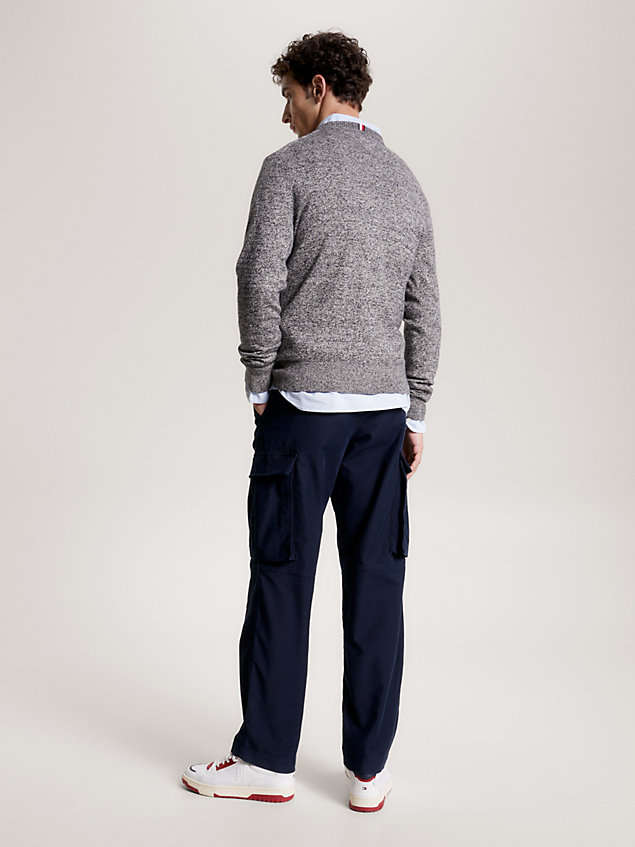 beige heathered knit regular fit jumper for men tommy hilfiger