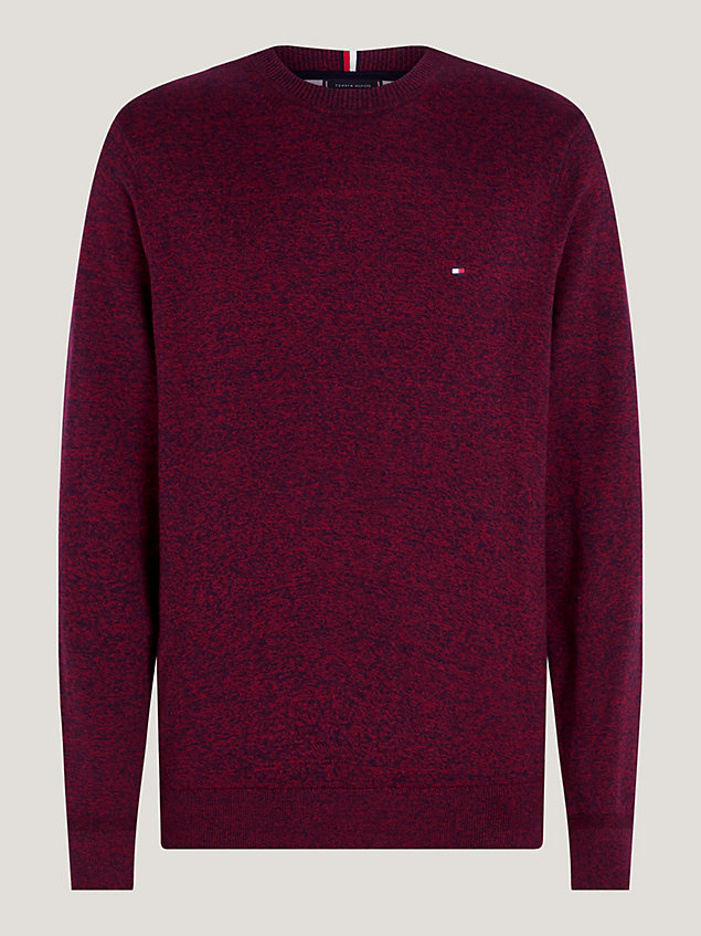 pull standard en maille chinée red pour hommes tommy hilfiger