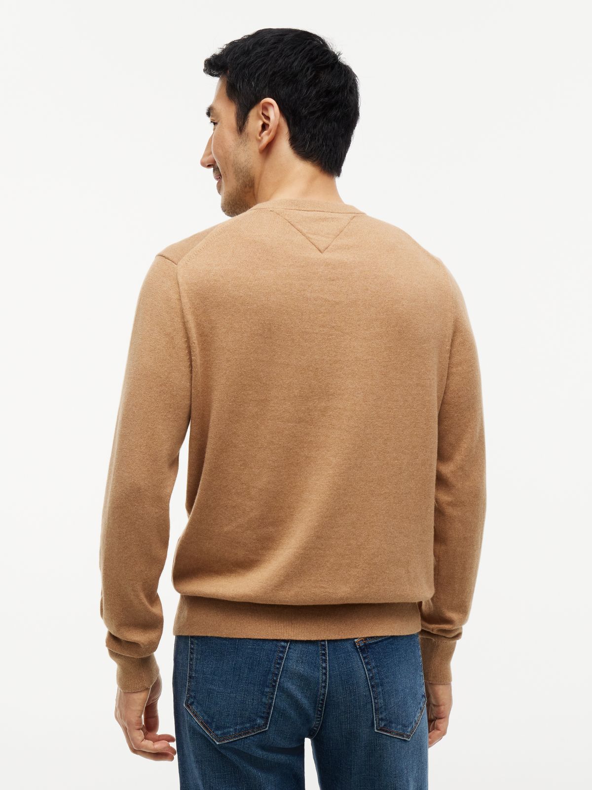 Crew Neck Jumper With Cashmere — Beige