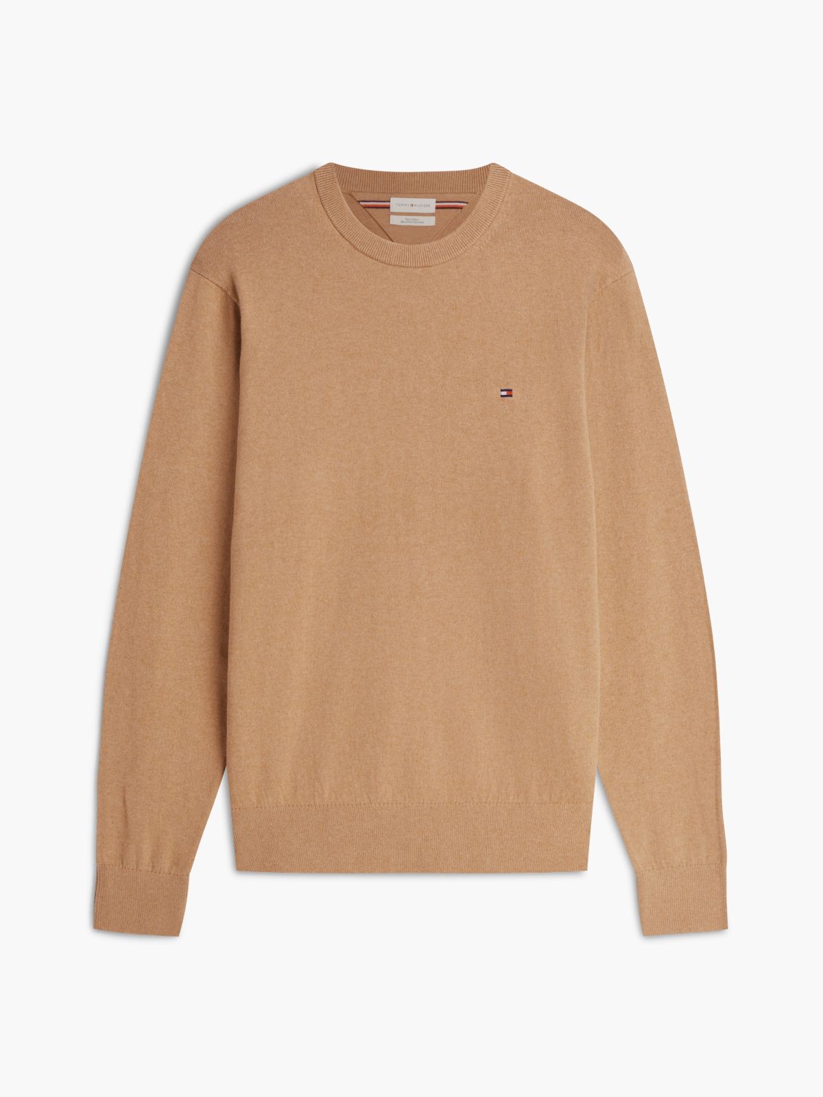 Crew Neck Jumper With Cashmere — Beige