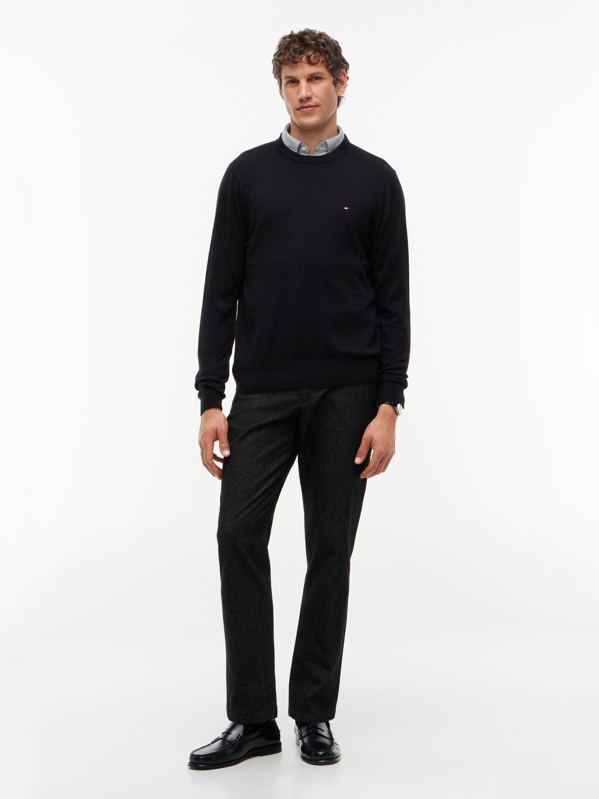 Crew Neck Jumper With Cashmere — Black