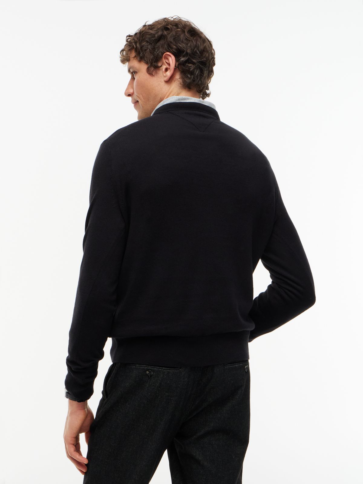 Crew Neck Jumper With Cashmere — Black