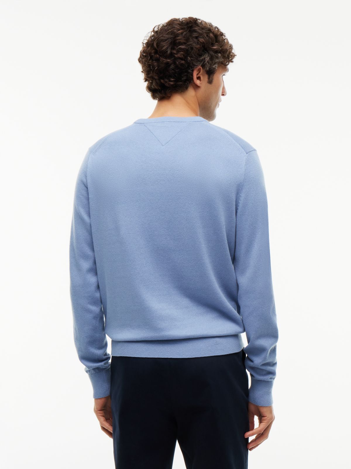 Crew Neck Jumper With Cashmere — Blue