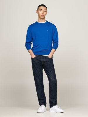 pullover con cashmere e bandierina blu da uomini tommy hilfiger