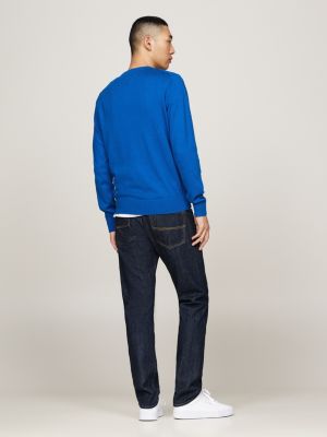 pullover con cashmere e bandierina blu da uomini tommy hilfiger