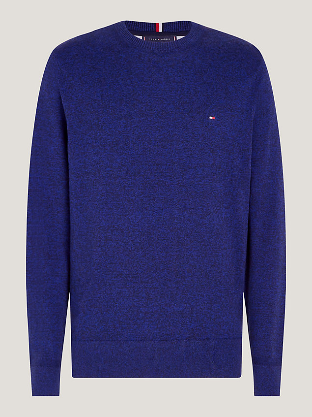 blue heathered knit regular fit jumper for men tommy hilfiger