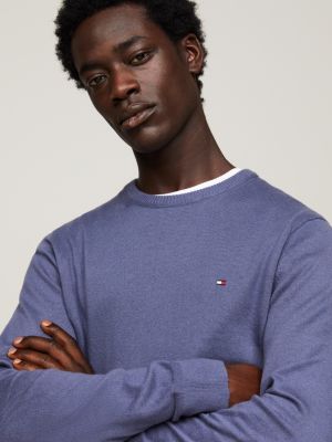 Melierter Regular Fit Strickpullover | Hilfiger Tommy Blau 