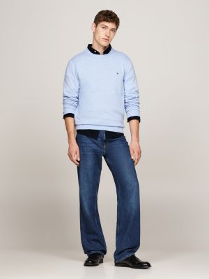 pullover con cashmere e bandierina blu da uomini tommy hilfiger