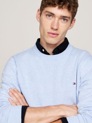 pullover con cashmere e bandierina blu da uomini tommy hilfiger