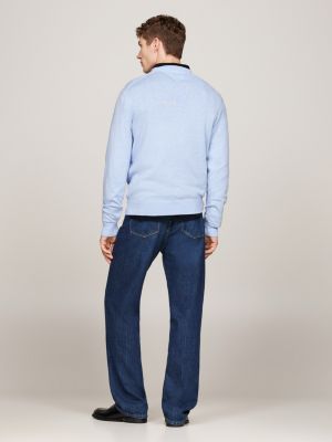 blue crew neck jumper with cashmere for men tommy hilfiger