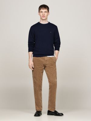 blue crew neck jumper with cashmere for men tommy hilfiger