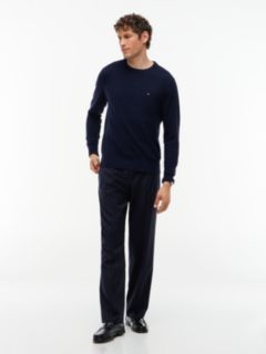 Crew Neck Jumper With Cashmere — Blue 2