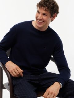 Crew Neck Jumper With Cashmere — Blue 3