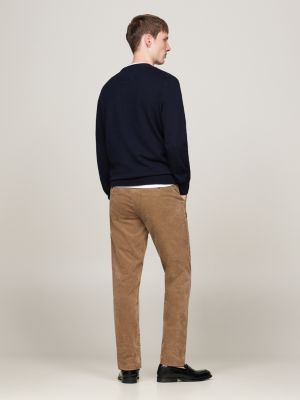 blue crew neck jumper with cashmere for men tommy hilfiger