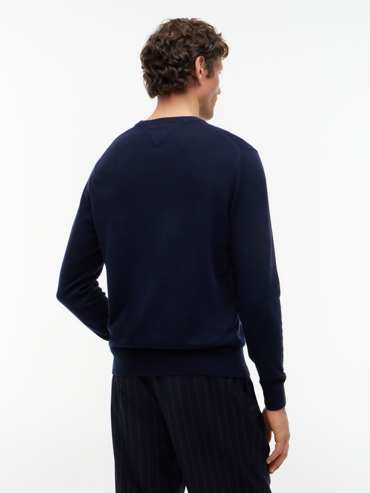 Crew Neck Jumper With Cashmere — Blue