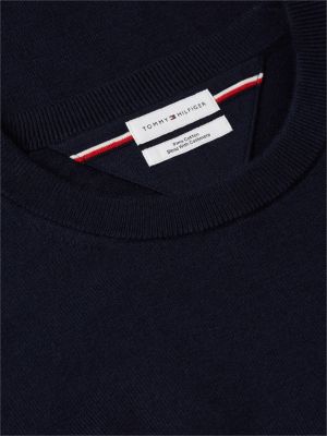 blue crew neck jumper with cashmere for men tommy hilfiger