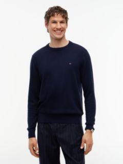 Crew Neck Jumper With Cashmere — Blue 1