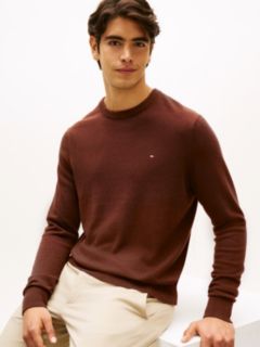 Crew Neck Jumper With Cashmere — Burgundy 2