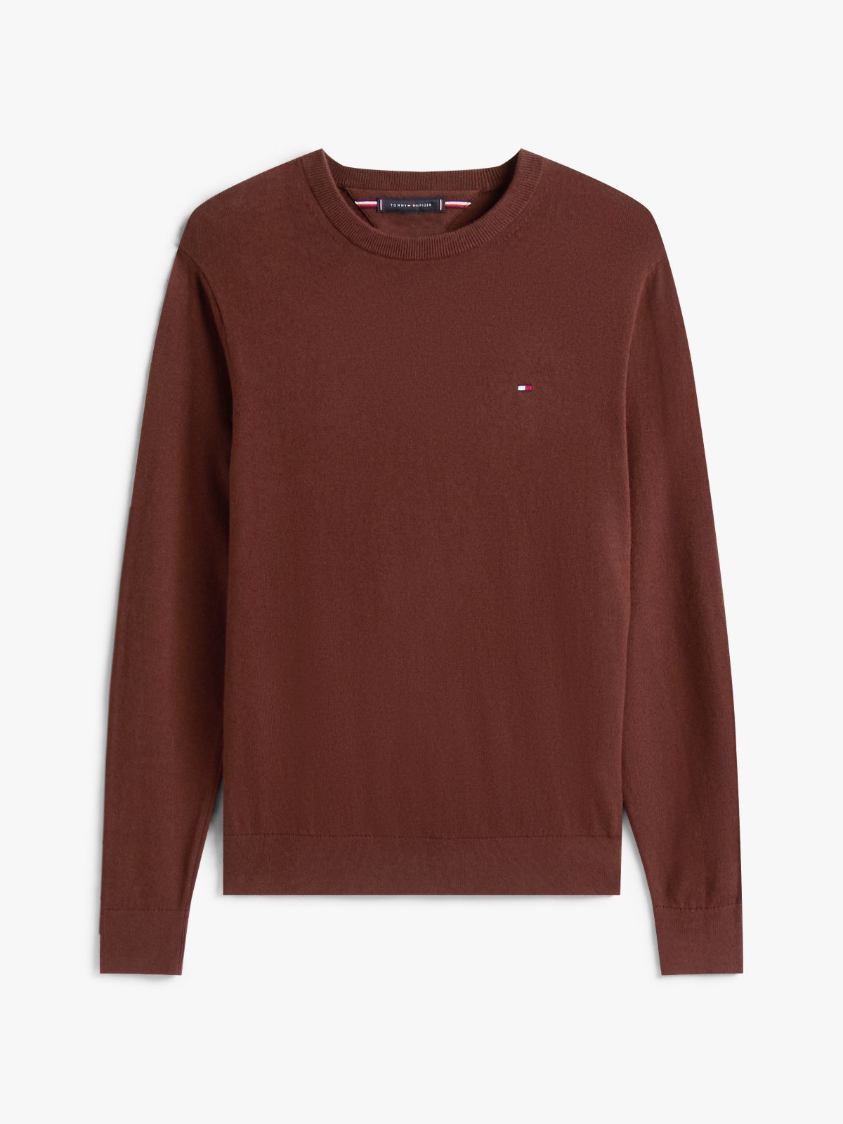 Crew Neck Jumper With Cashmere — Burgundy