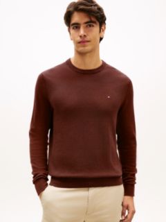 Crew Neck Jumper With Cashmere — Burgundy 1