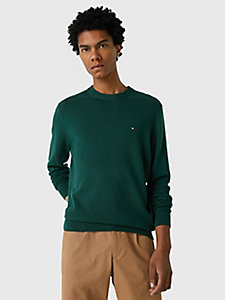 green th monogram cotton cashmere crew neck jumper for men tommy hilfiger