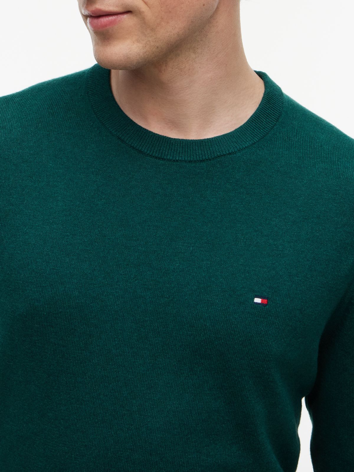 Crew Neck Jumper With Cashmere — Green