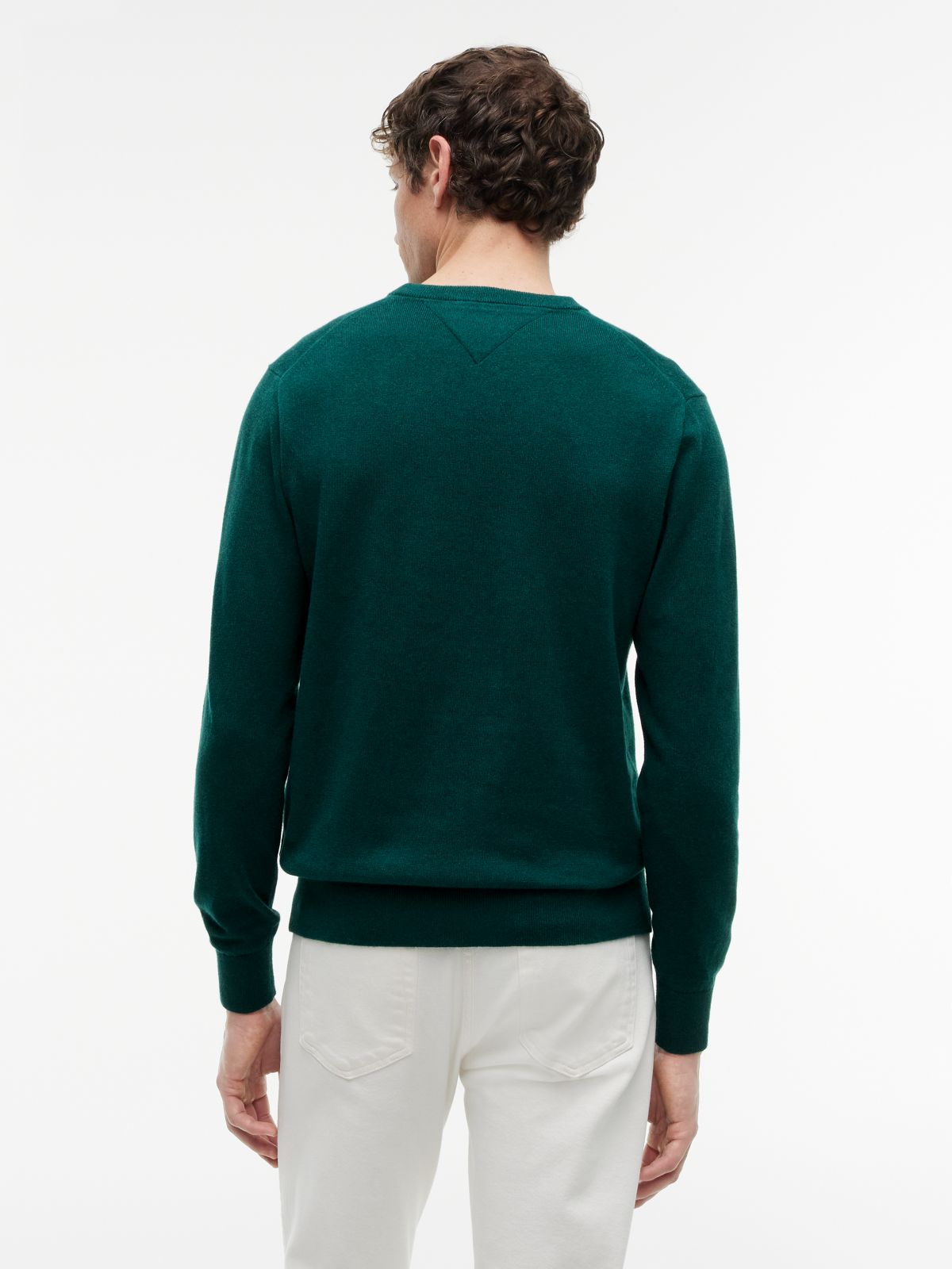 Crew Neck Jumper With Cashmere — Green