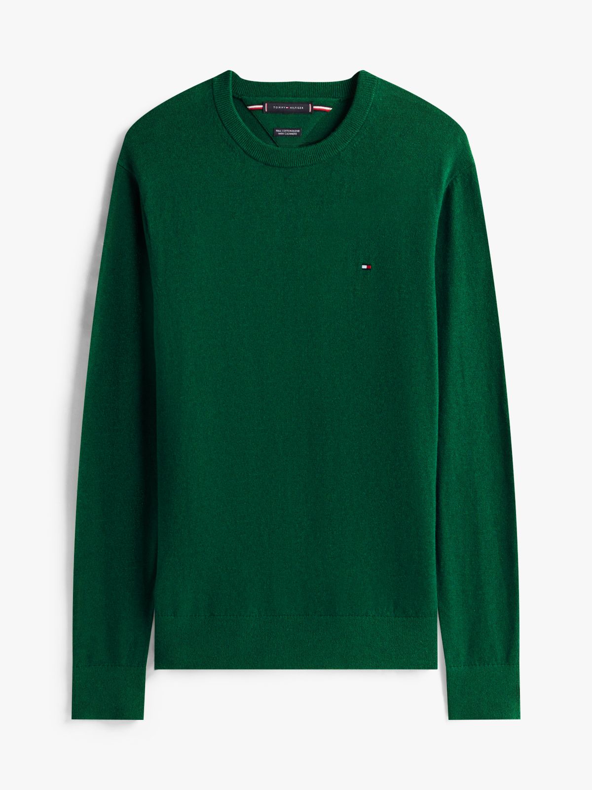 Crew Neck Jumper With Cashmere — Green