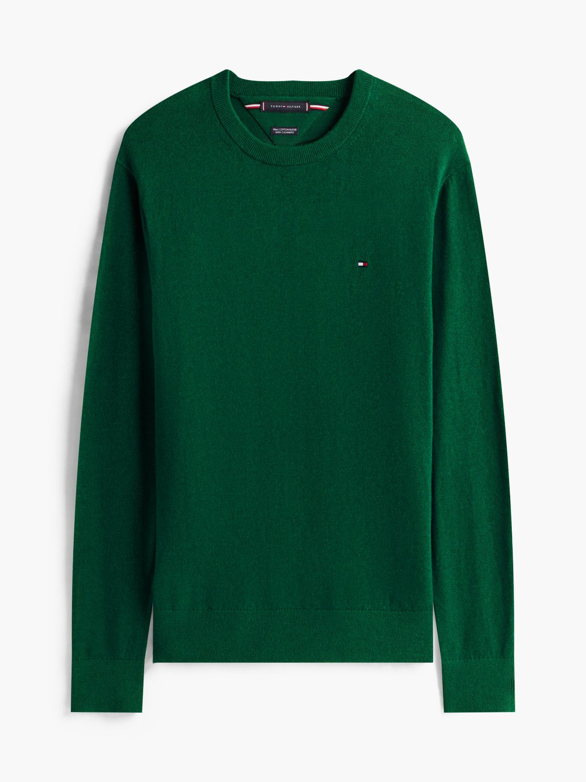 Crew Neck Jumper With Cashmere — Green