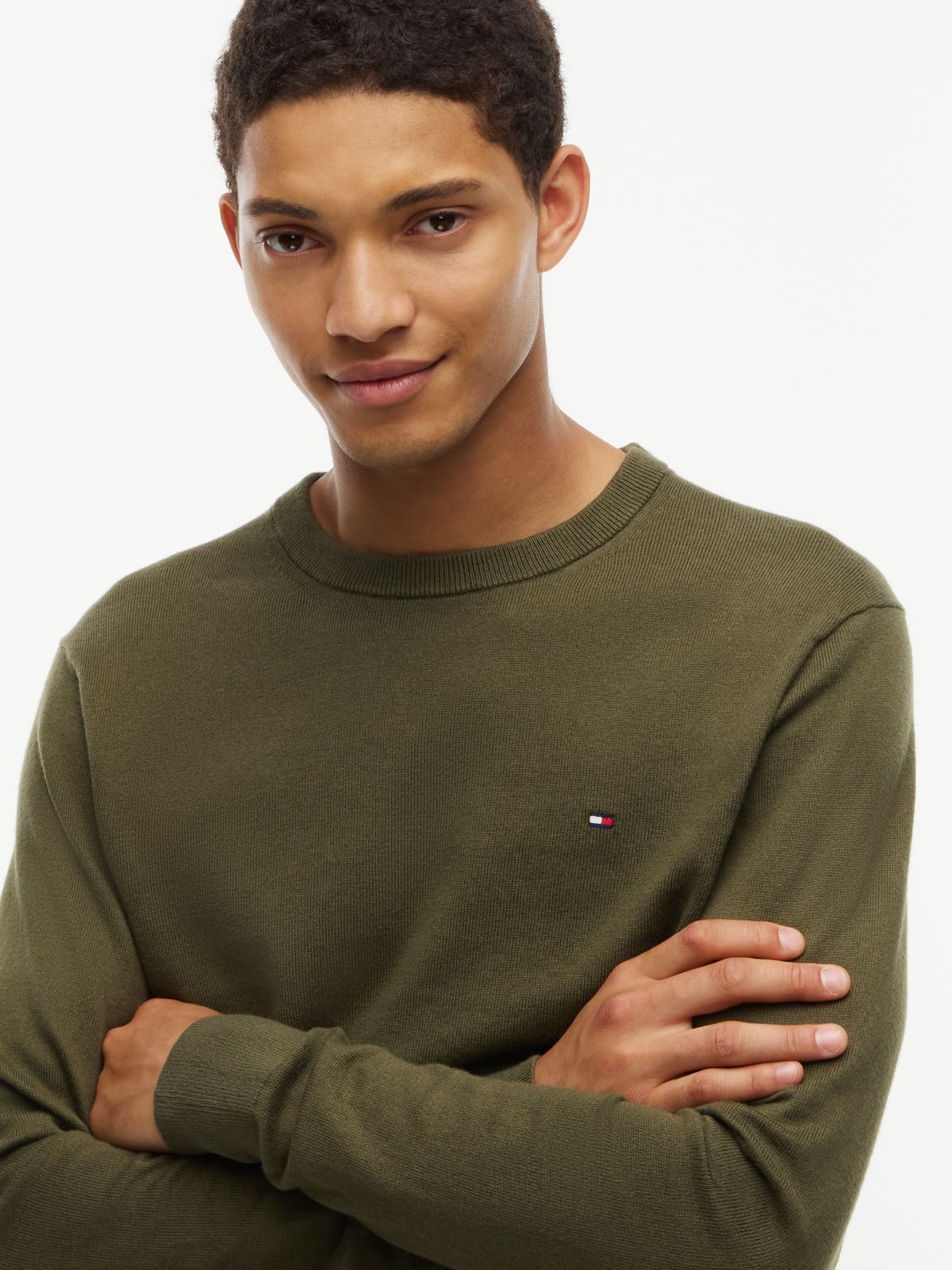 Crew Neck Jumper With Cashmere — Green