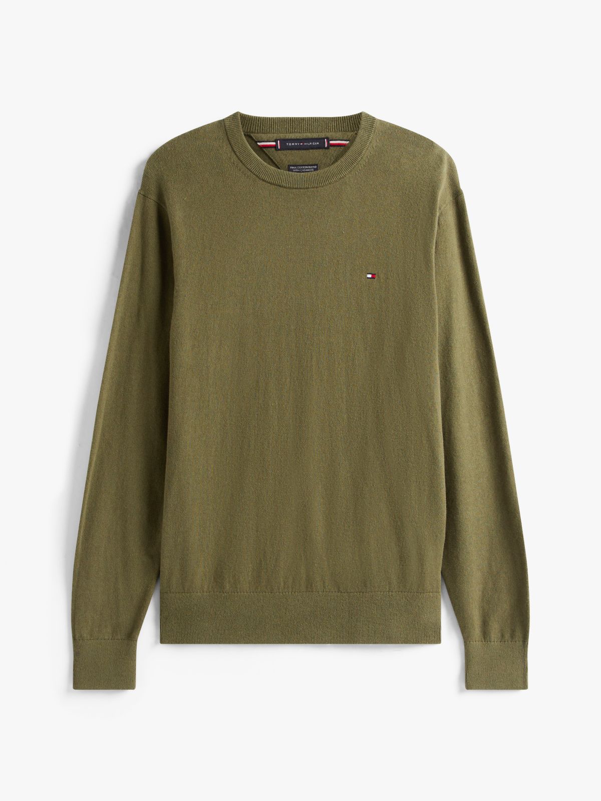 Crew Neck Jumper With Cashmere — Green