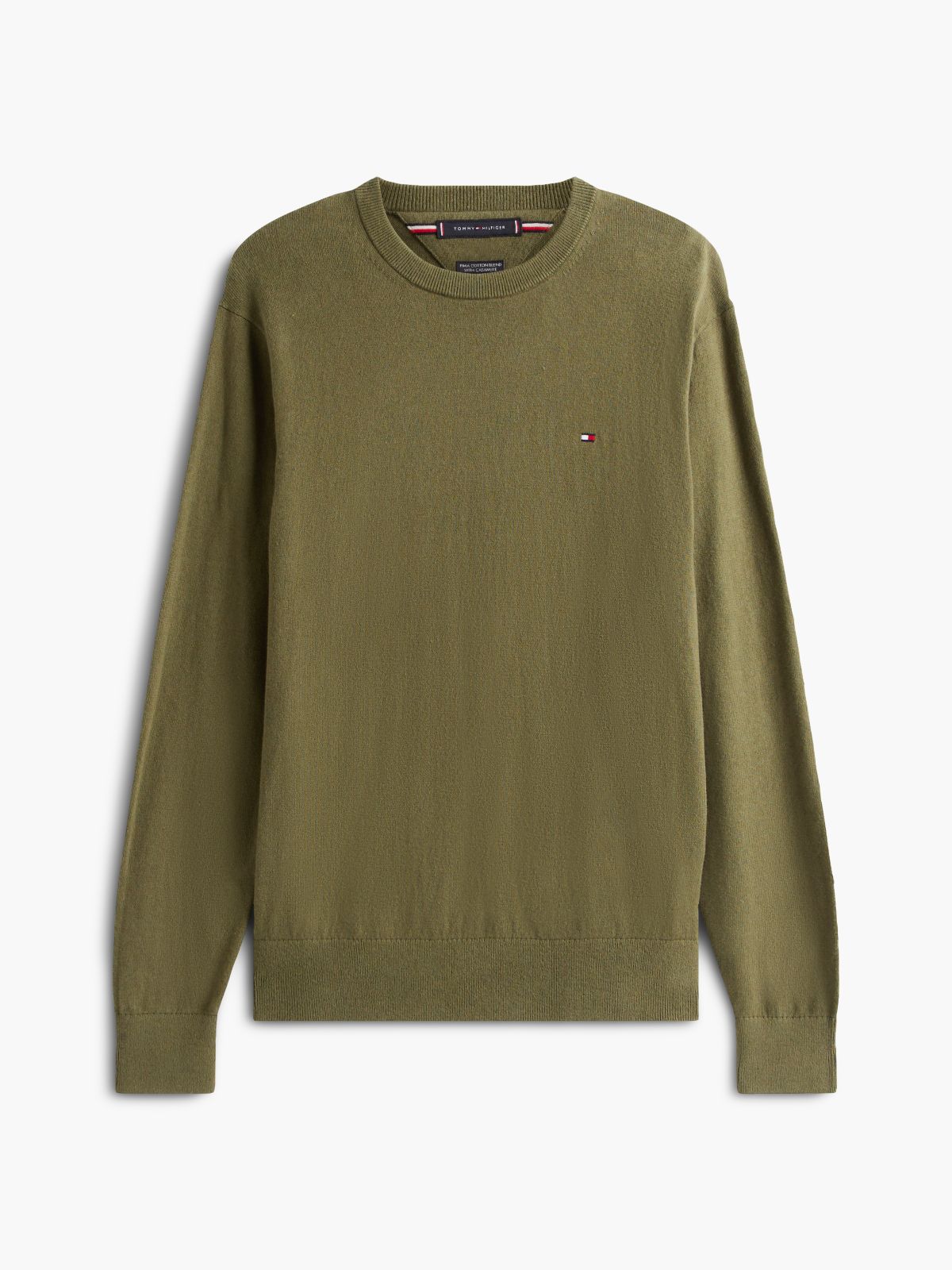 Crew Neck Jumper With Cashmere — Green