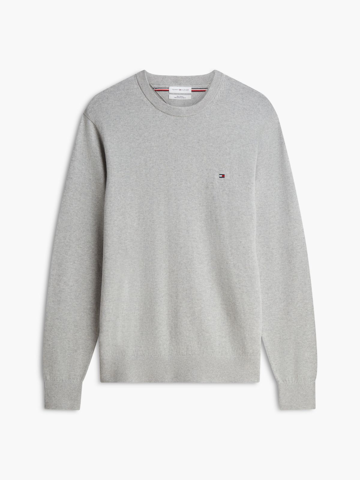 Crew Neck Jumper With Cashmere — Grey