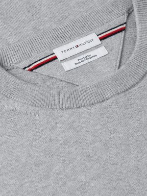 grau rundhals-pullover mit kaschmir für herren - tommy hilfiger