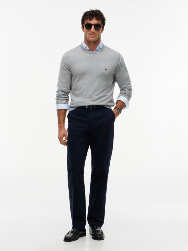 Crew Neck Jumper With Cashmere — Grey