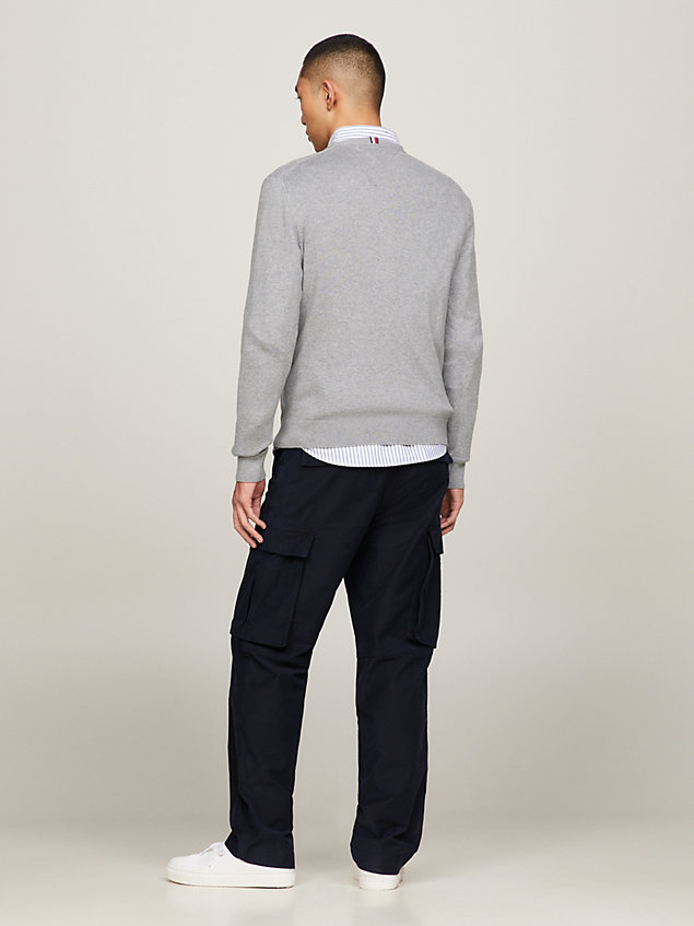 grey heathered knit regular fit jumper for men tommy hilfiger