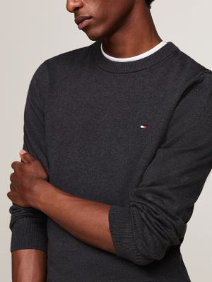 pullover con cashmere e bandierina nero da uomini tommy hilfiger